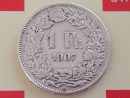 1 Franken 1907 ss, nur 0,8 Mio!