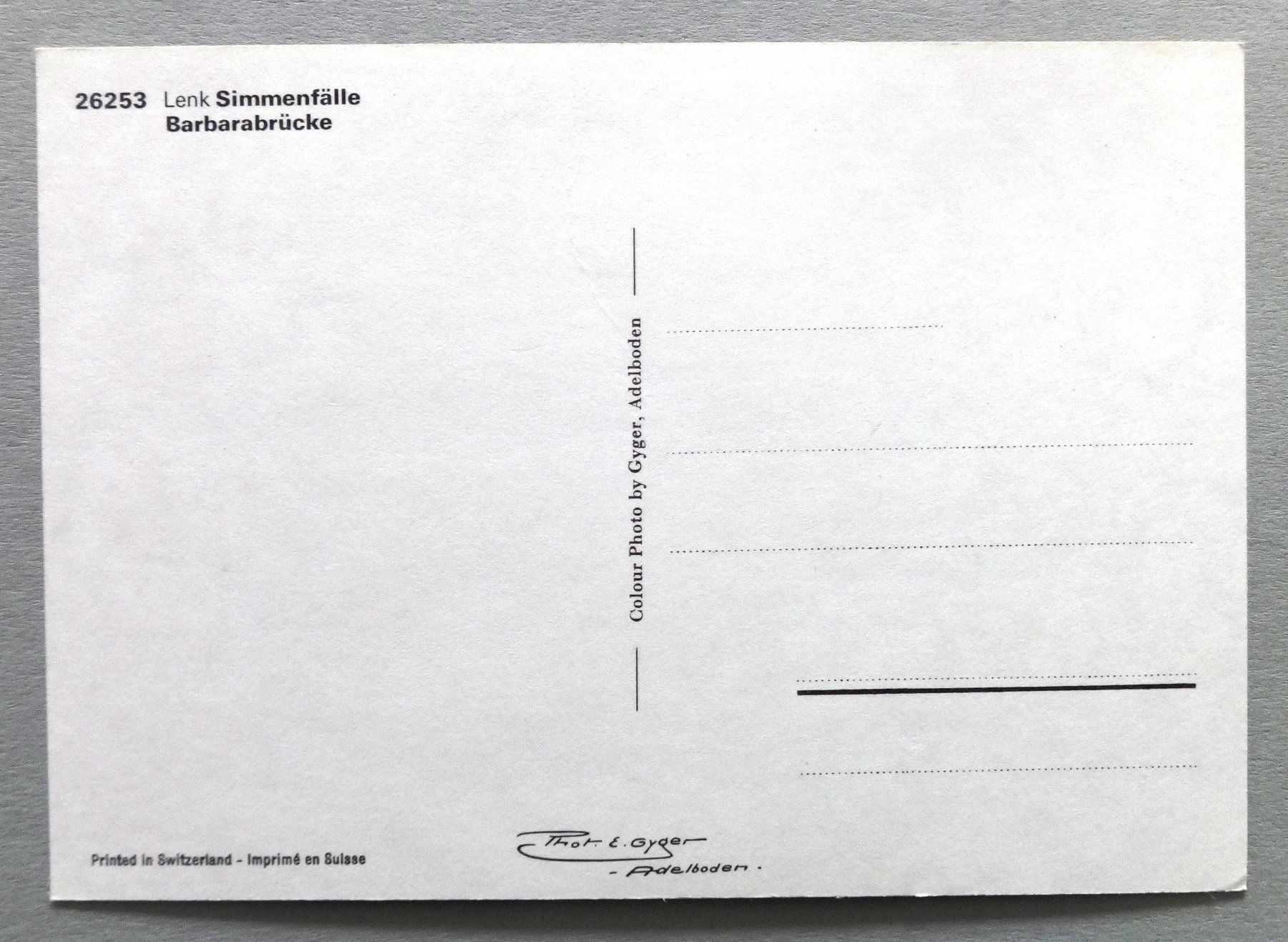 Cartes postales: Lenk Simmenfälle - Barbarabrücke – D'occasion à Fétigny par Billy2miny 1