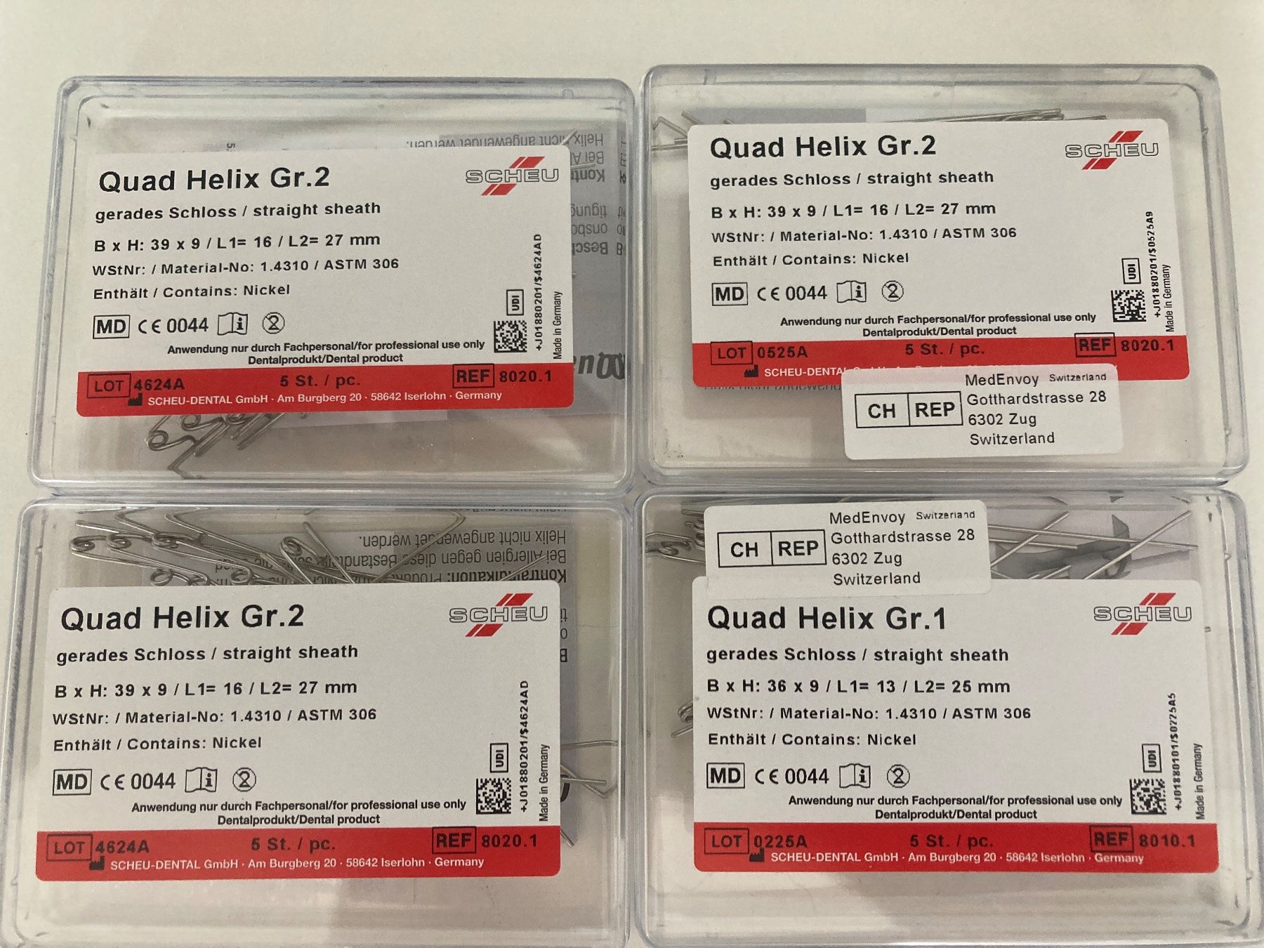 Medizinische Geräte: Scheu: Quad Helix gerades Schloss Gr.1+2 – Neu und originalverpackt aus Kaltbrunn von Silberkiste
