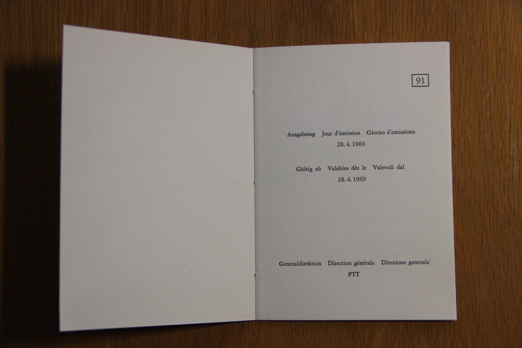 Tutti i francobolli: Schweiz 1969 - Europa Cept - PTT-Büchlein – Nuovo (secondo la descrizione) da Jona venduto da Southafrica07 2