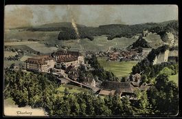 AK Krauchthal, Thorberg, Ortsansicht aus der Vogelschau