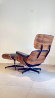 Lounge Chair XL mit Ottomane – Echtleder & Palisander