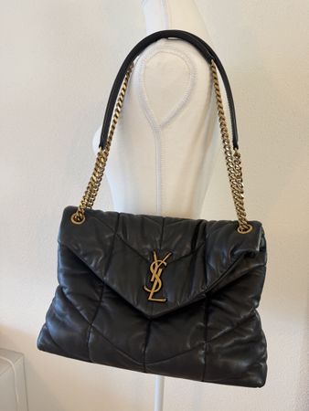Saint Laurent Loulou Puffer Medium Black Leather