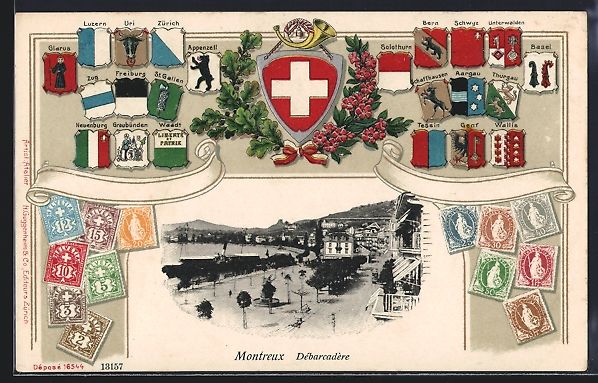 Ansichtskarten: Passepartout-Lithographie Montreux, Deba – Gebraucht aus Berlin von bartko-reher
