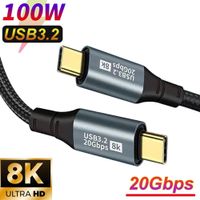 20 Gb/s Kabel 8K 100W 5A QC4.0 Thunderbolt 3 USB-C bis Typ-C