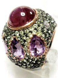 Anelli: Edler Ring mit Rubin, Amethyst, Peridot – Nuovo (secondo la descrizione) da Zürich venduto da Bieter04 2