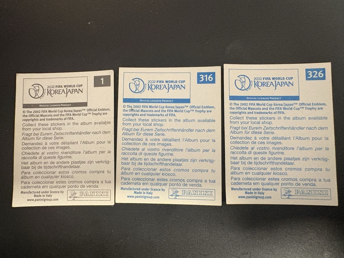 Panini Carte collezionabili: 3x carte panini world cup 2002 – Usato da Lausanne venduto da Lemanchot 1