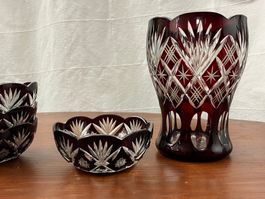 Bleikristall Vase + 4 Schalen