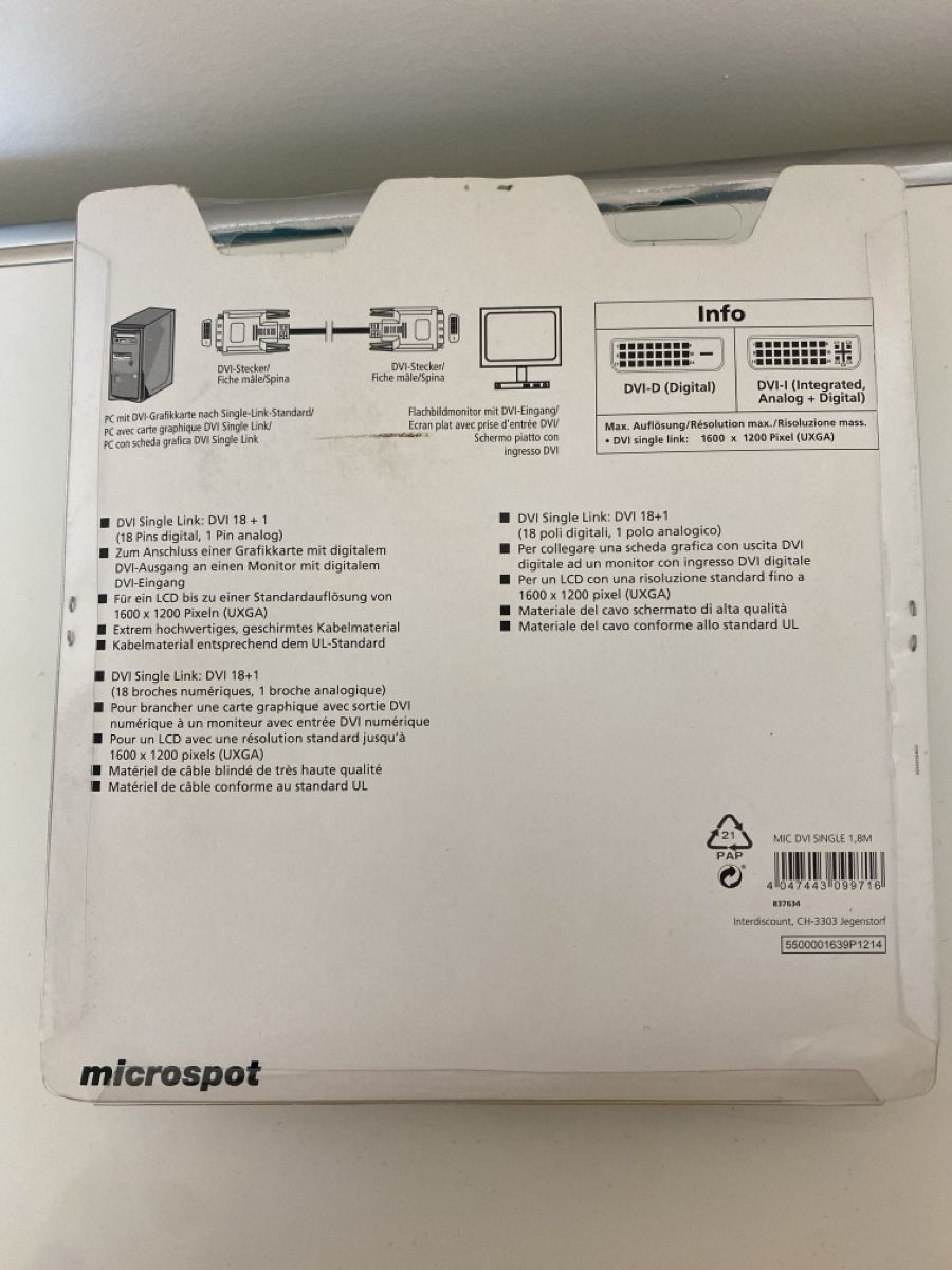 Microspot Kabel: DVI-Anschlusskabel Single Link 1.8m – Neu und originalverpackt aus Rüschlikon von christin500 3