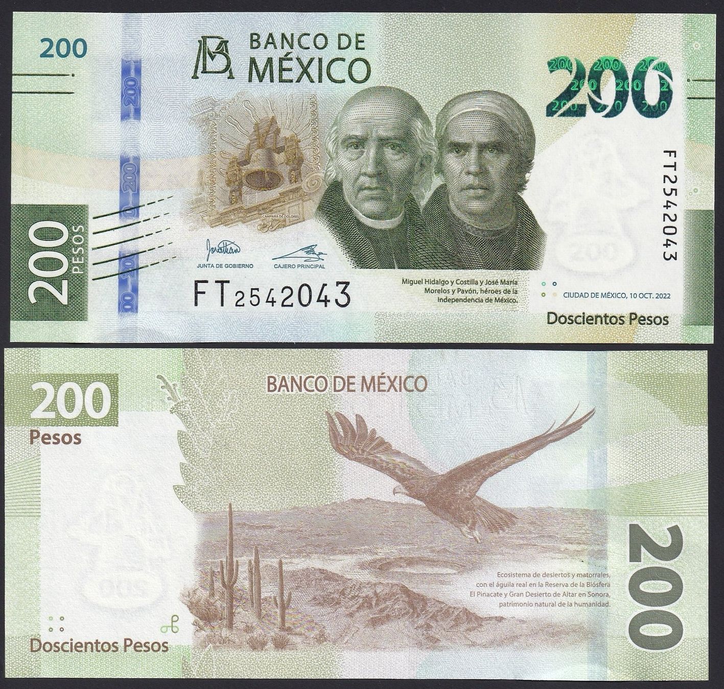 Banconote: Mexiko 200 Pesos UNC 2022 – Nuovo e nell'imballaggio originale da Naters venduto da Radman