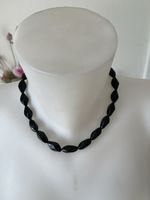 Collier perles onyx facettées fermoir très bon état 