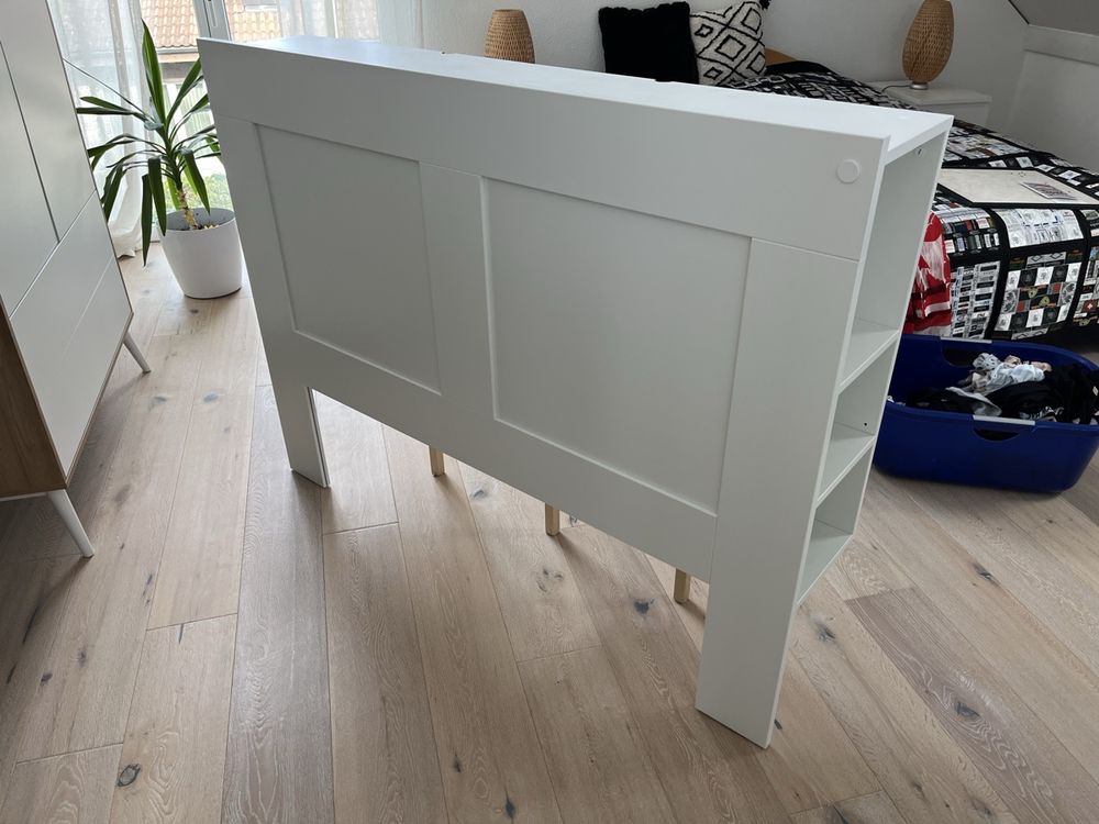 Bett Kopfteil mit Ablage, weiss, 140 cm 1