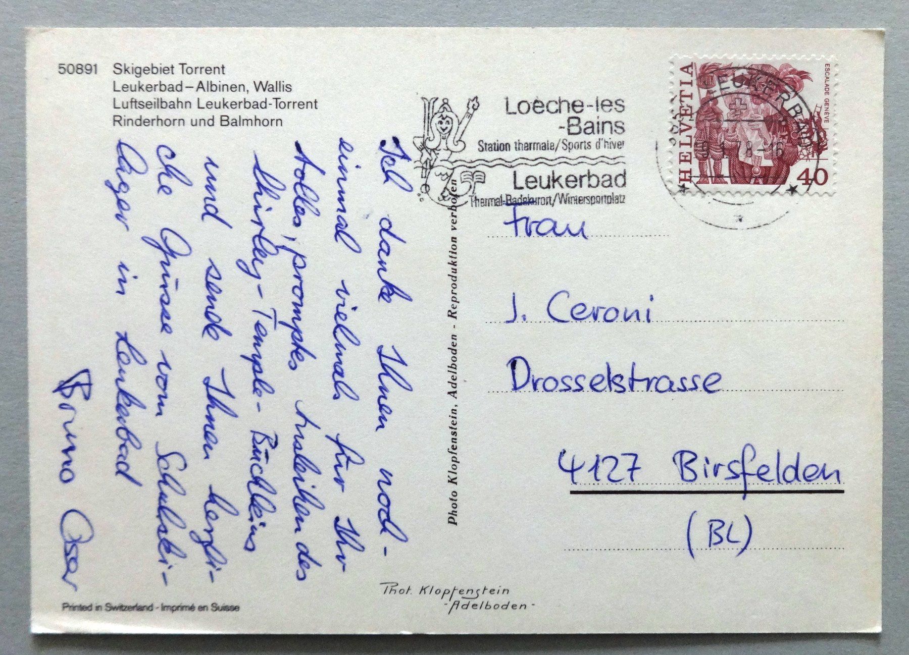 Cartoline postali: Luftseilbahn Leukerbad-Torrent – Usato da Fétigny venduto da Billy2miny 1