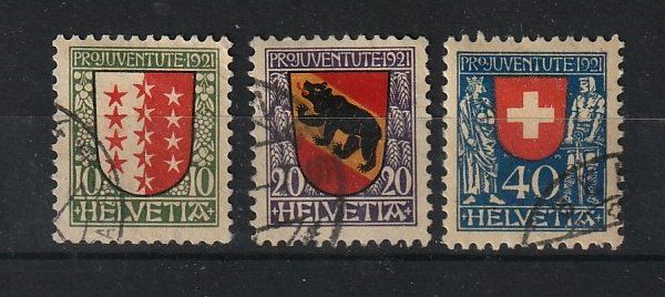 Tutti i francobolli: 1921 Pro Juventute, Nr. 18-20, gest. – Usato da Jegenstorf venduto da Wintersport
