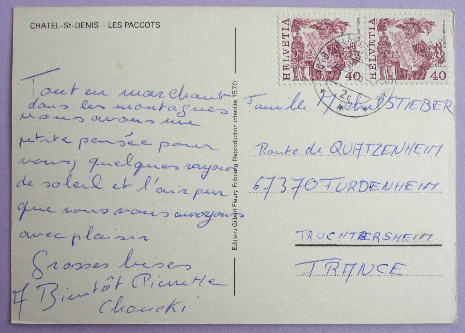 Cartoline postali: Châtel-St-Denis - Les Paccots – Usato da Fétigny venduto da Billy2miny 1