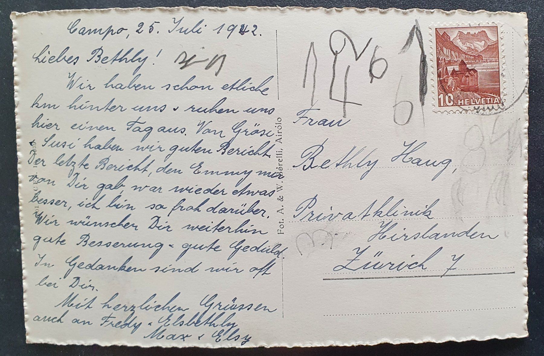 Cartoline postali: Campo Blenio 1942 – Usato da Kreuzlingen venduto da Rschweiz1 1