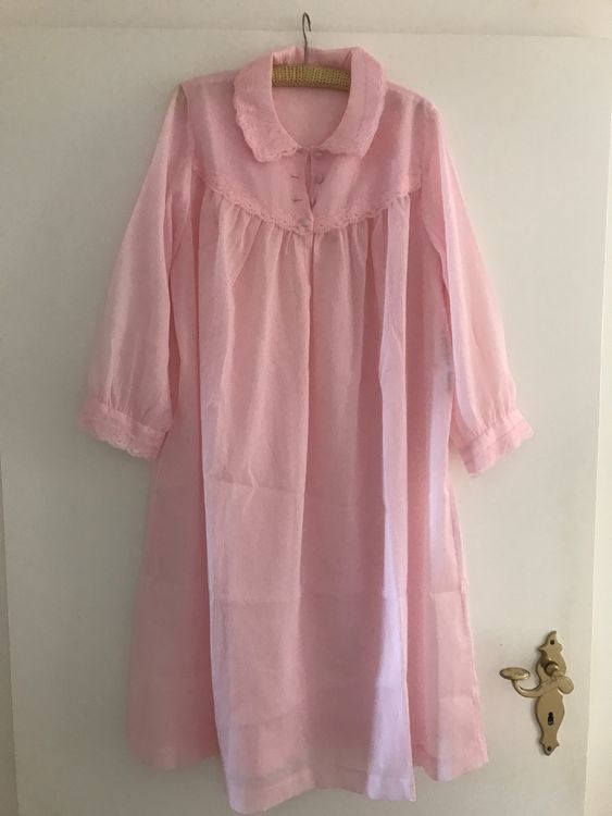 Jolie Chemise De Nuit Vintage Dentelle Fait Main Bruxelles Taille 40 (BE40) Satin Lin
