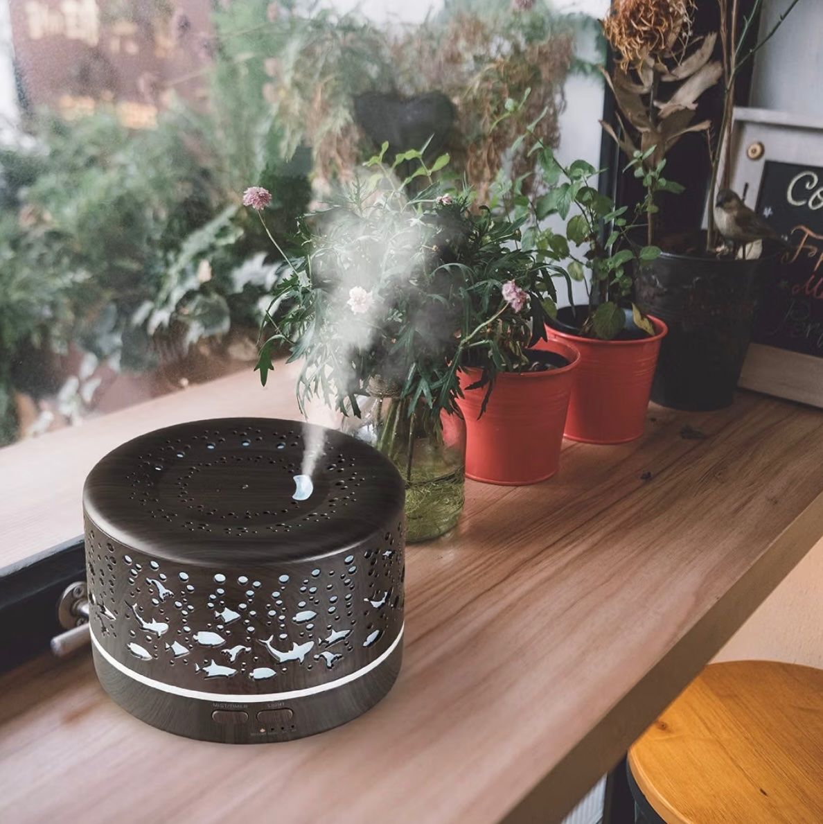 Duftöldiffusoren: Aroma Diffuser 700ml mit Timer,Holzoptik weiss – Neu und originalverpackt aus Basel von Seifehuesli 1