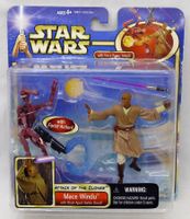 STAR WARS MACE WINDU WITH BLAST APART BATTLE DROID 2002