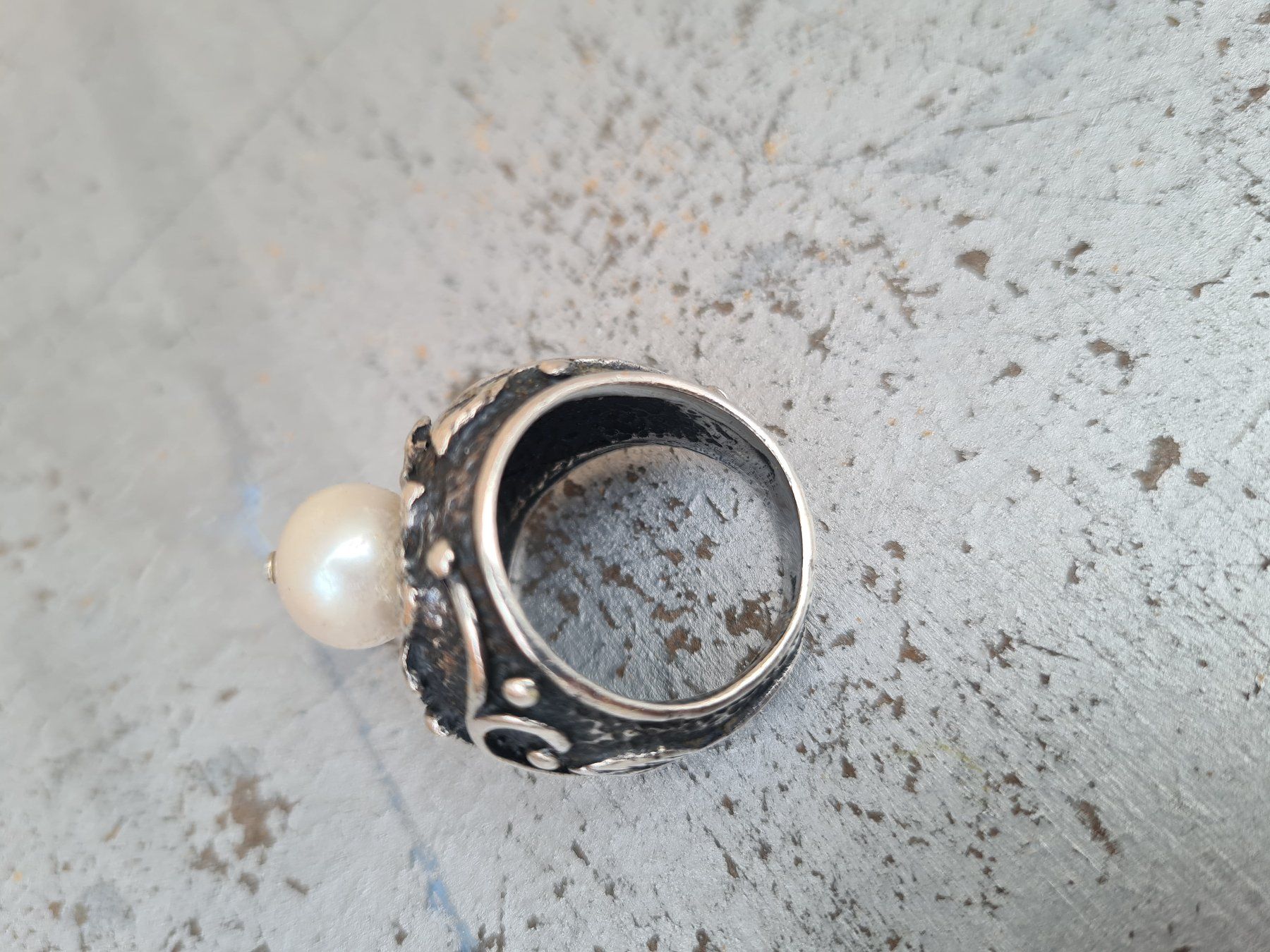 Anelli: Schmuck: Silber-Ring mit Zuchtperle-Nr. 8 – Usato da Romanshorn venduto da Rachacha 5