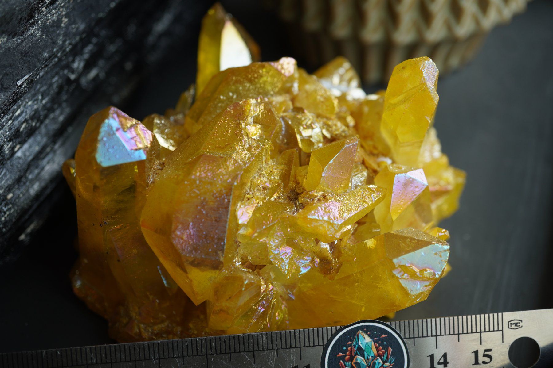 Minerali & Pietre curative: Bergkristall mit Hammerschlag Bedampft   Aqua Gold – Nuovo e nell'imballaggio originale da Eschenbach SG venduto da topstone 3