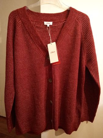 s.Oliver Strickjacke Wollmix Gr. 42 rot Damen Winter Herbst