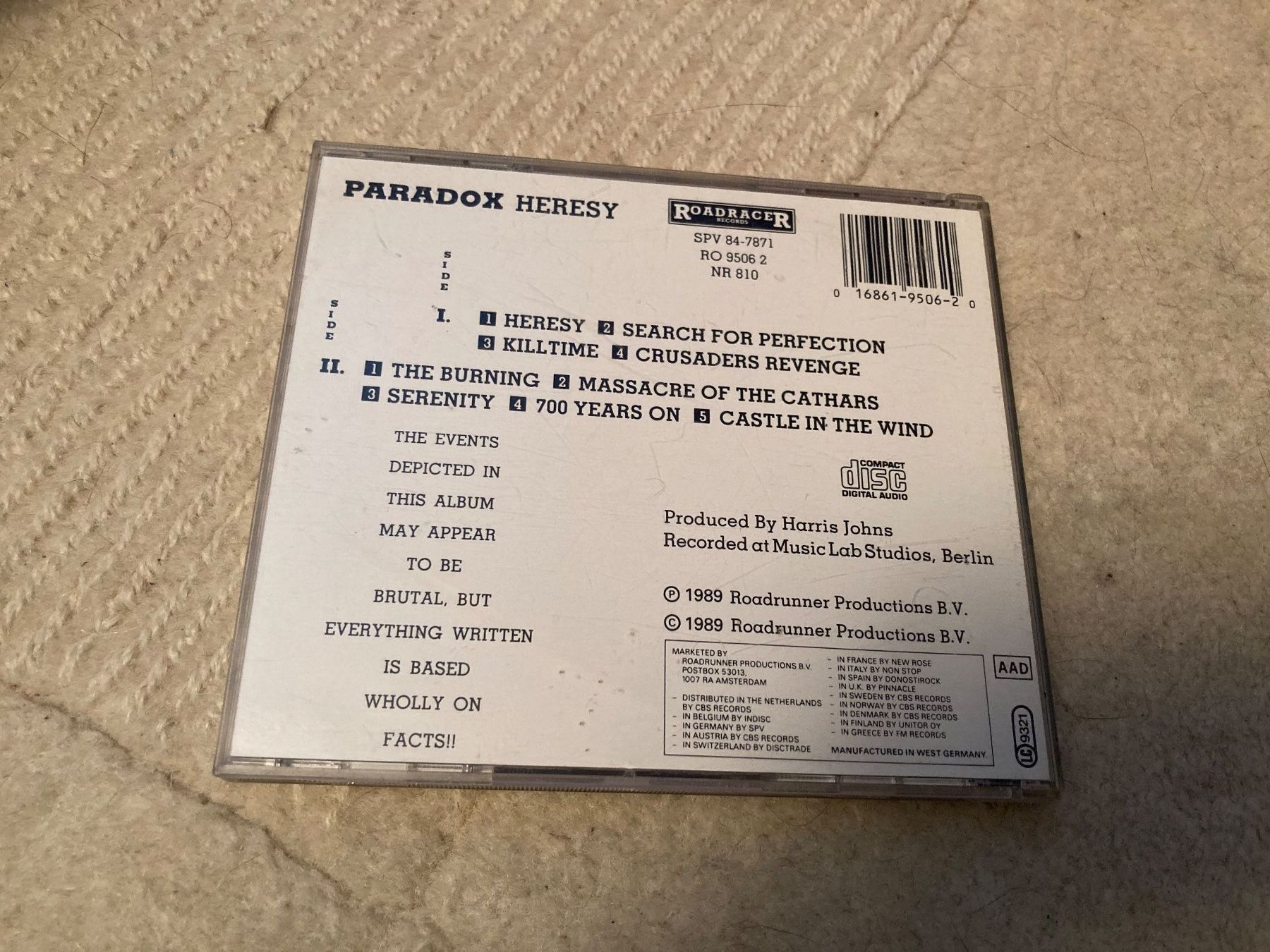 CD: Paradox- Heresy CD 1989 Original, Rar – Usato da Wagenhausen venduto da Novafreund283 2