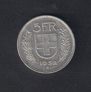 CH 5 Fr. 1952 SILBER Gebraucht SEHR SCHöN (Gebraucht) in Bellinzona für ...