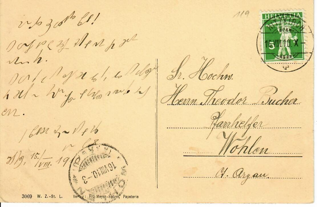 Cartoline postali: Hitzkirch 1910 – Usato da Hochdorf venduto da Ziegel-16 1