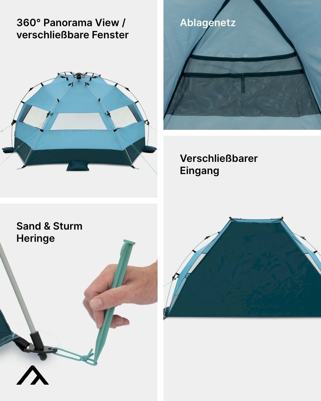Tende : qeedo Quick Bay Pro Strandzelt Oceanblue – Nuovo e nell'imballaggio originale da Bottighofen venduto da zaap 2