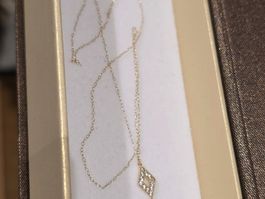 Halskette 18karat Echtgold mit Echtzerkonia