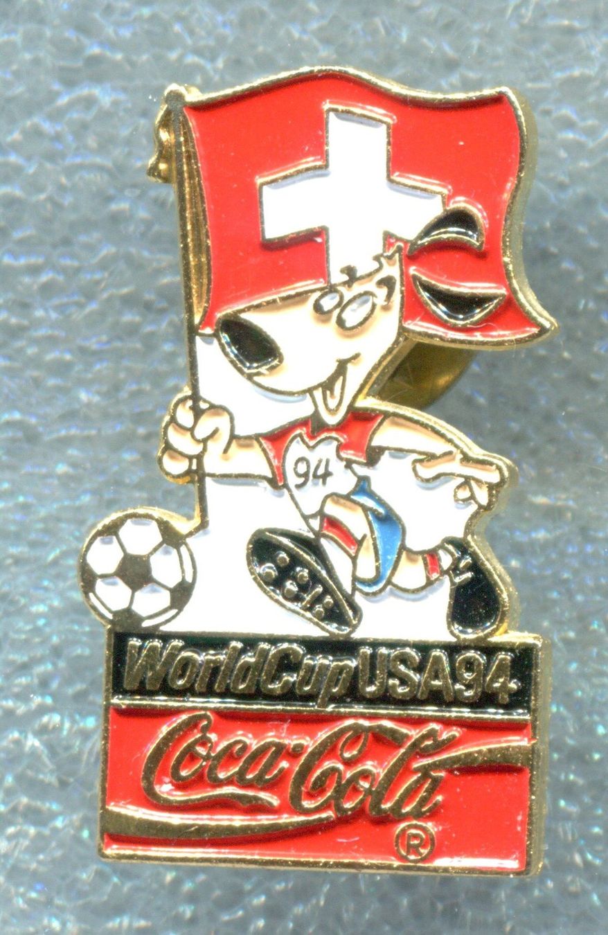 Coca-Cola Plaketten & Abzeichen: Coca Cola  WM'94  Schweiz – Gebraucht aus Winterthur von Sammleroase