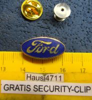 FORD AUTO LOGO SCHMUCK-PIN ENAMEL GOLDIG MIT SECURITY-CLIP