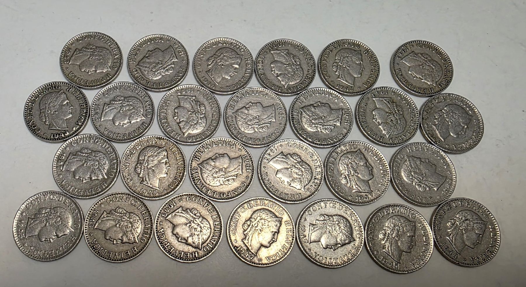 Alle Münzen: 218 x 20 Rappen 1930 bis 1967 – Gebraucht aus Niederuzwil von 262305 2