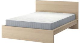 Malm Cadre de lit en bois clair, état bon