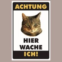 🔥 HIER WACHE ICH Katzen Blechschild 🎀 20x30cm OVP 🔥