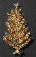 Niedliche 60er Weihnachts – Brosche Tannenbaum J.J.