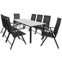 9 teilige Garten Sitzgruppe Milchglas