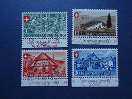 1945 Pro Patria vom Bogenrand mit glasklaren Voll-Stempel