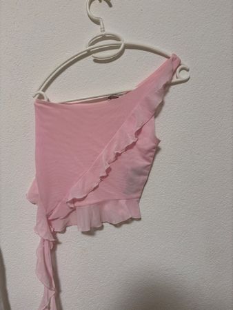 Shein One Shoulder Top Pink Ruffled Good Condition