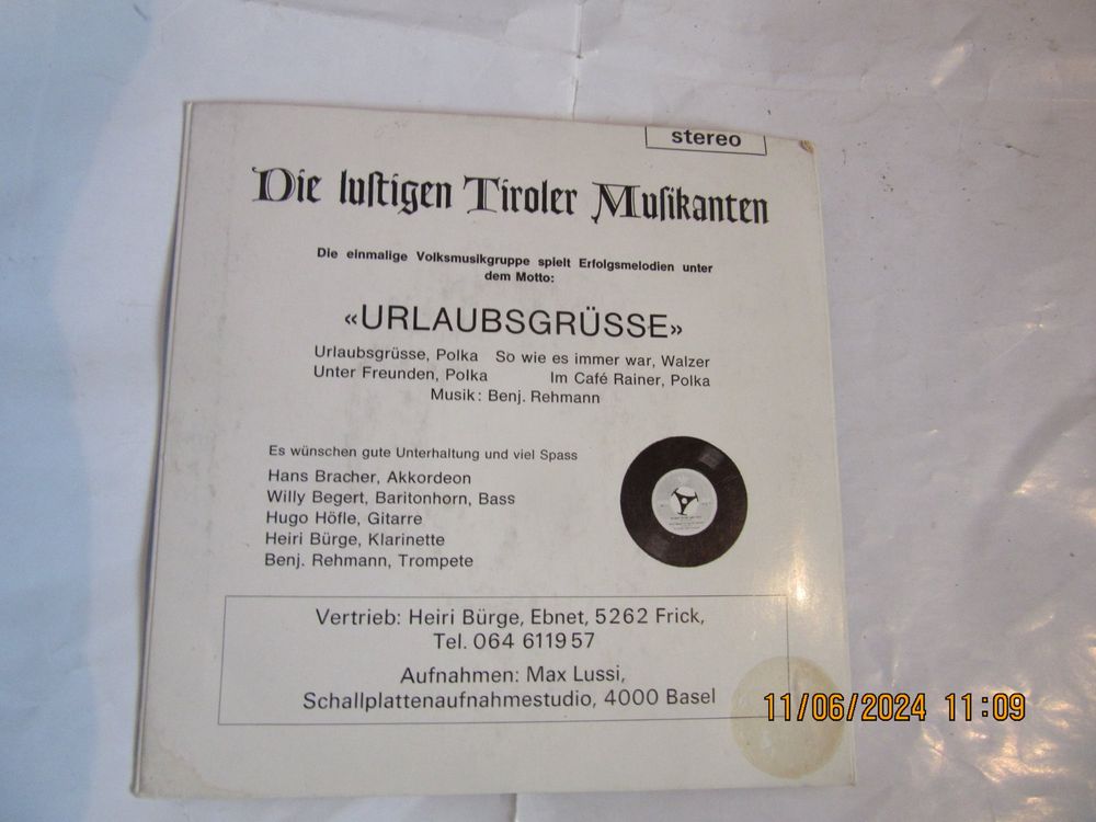 Dischi in vinile: Vinyl-Single Die lustigen Tiroler Musikanten – Usato da Rorbas venduto da julma1 1
