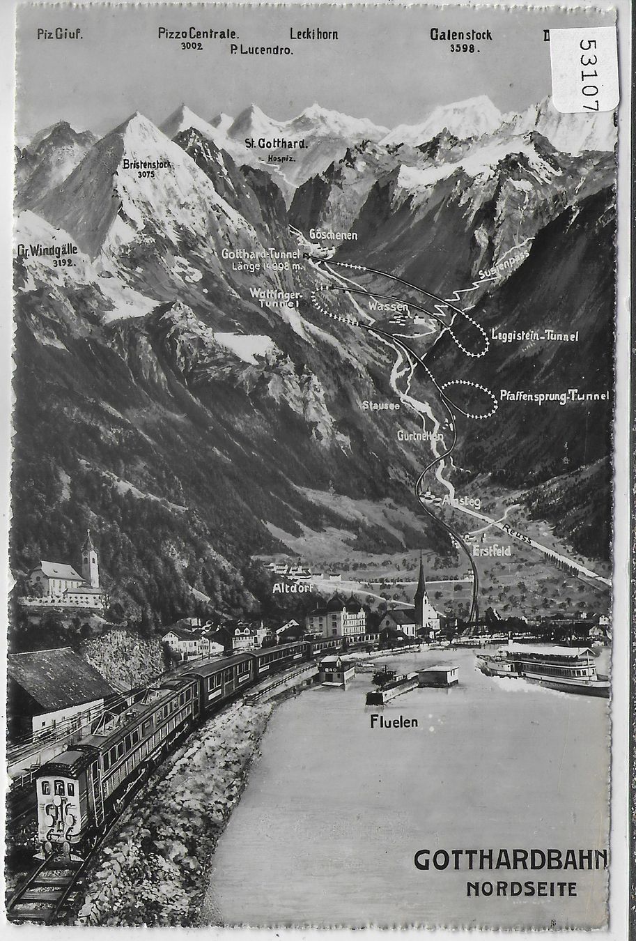 Cartoline postali: Gotthardbahn - Nordseite - Flüelen – Usato da Ettingen venduto da Kartenplanet