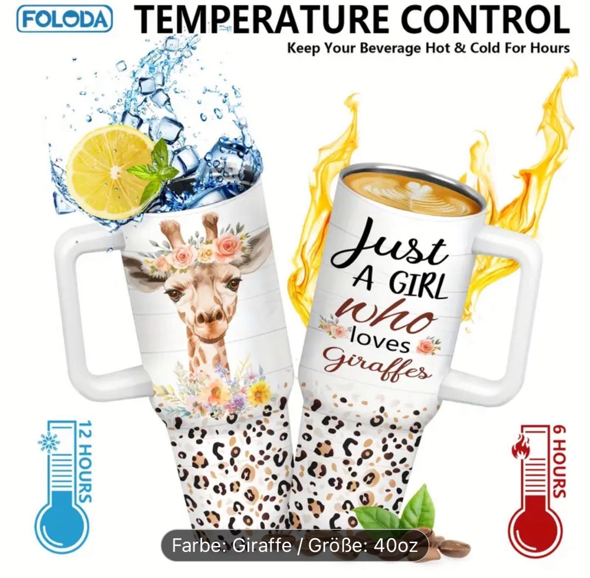 Tazze: Thermobecher Giraffe Edelstahl 40oz Leopardenmuster – Nuovo e nell'imballaggio originale da Russikon venduto da Leks4 2