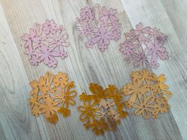 Untersetzer,  Blumen Applikationen, tolle Farben, 8 Stück