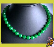 KETTE HALSKETTE STEINKETTE EDELSTEINKETTE JADE SMARAGDGRÜN