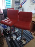 Rote Barhocker, 3 Stk, Kunstleder, höhenverstellbar!