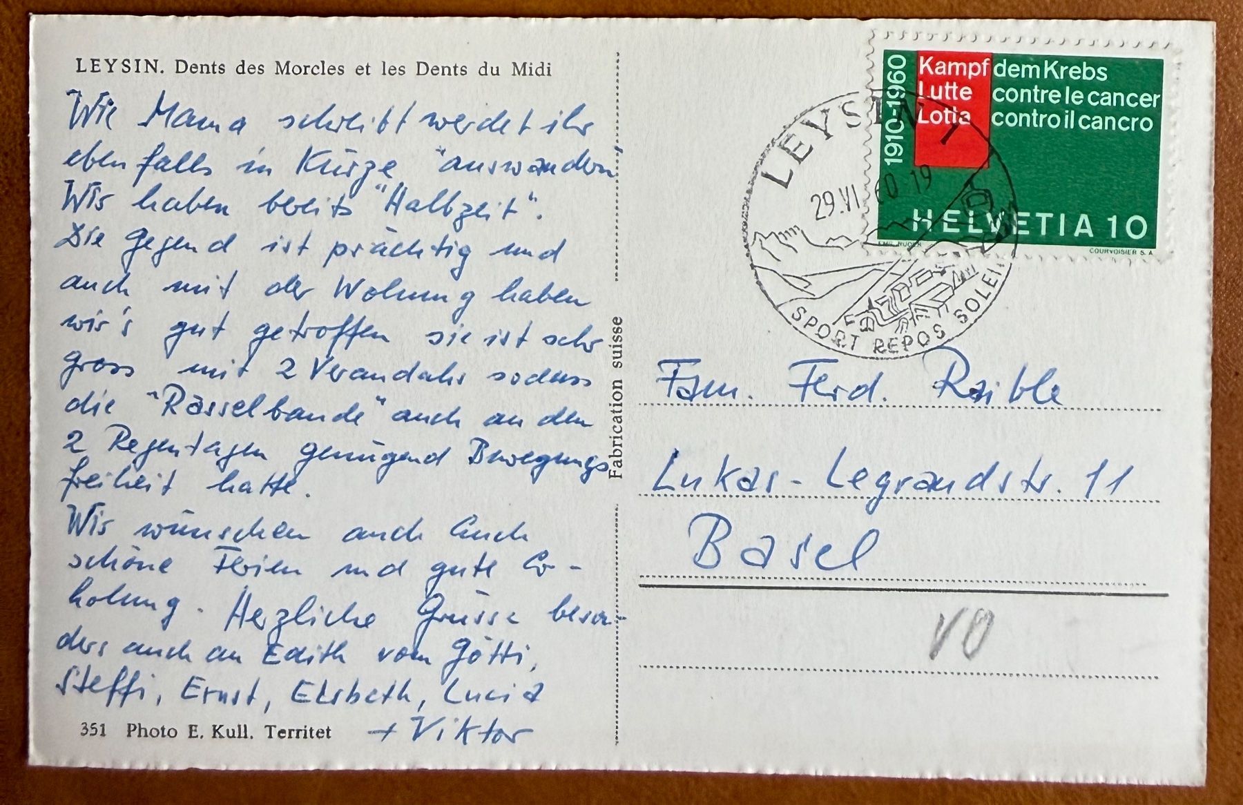 Cartoline postali: Leysin - Panorama 1960 – Usato da Lutry venduto da Ediego 1