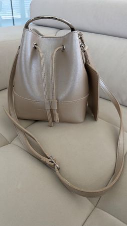 Laura Ashley Metallic Bucket Bag with Pouches - New