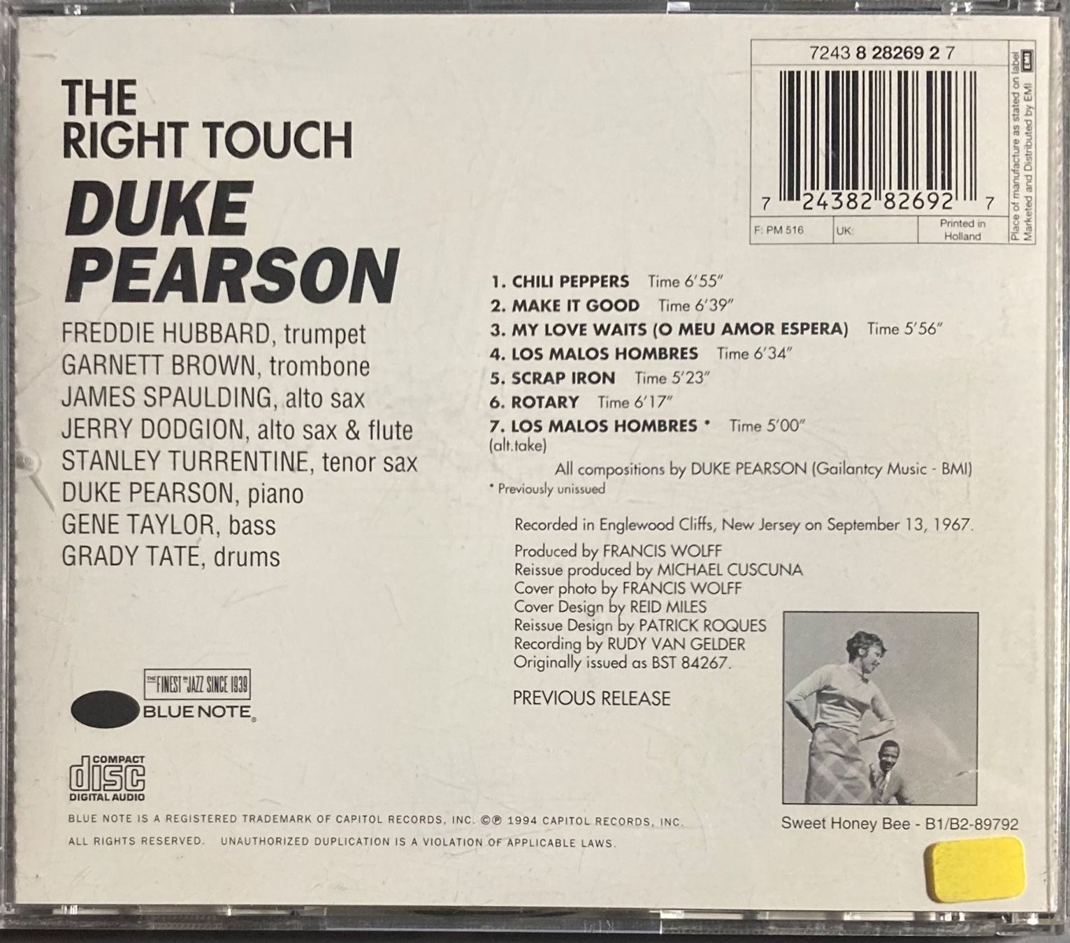 CD: DUKE PEARSON - THE RIGHT TOUCH – Usato da Poliez-Pittet venduto da Newtown-Records 1