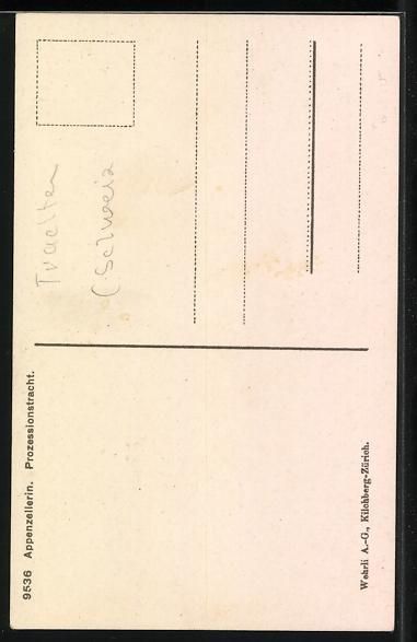 Cartoline postali: Schweiz, Appenzellerin in Prozessionstra – Usato da Berlin venduto da bartko-reher 1